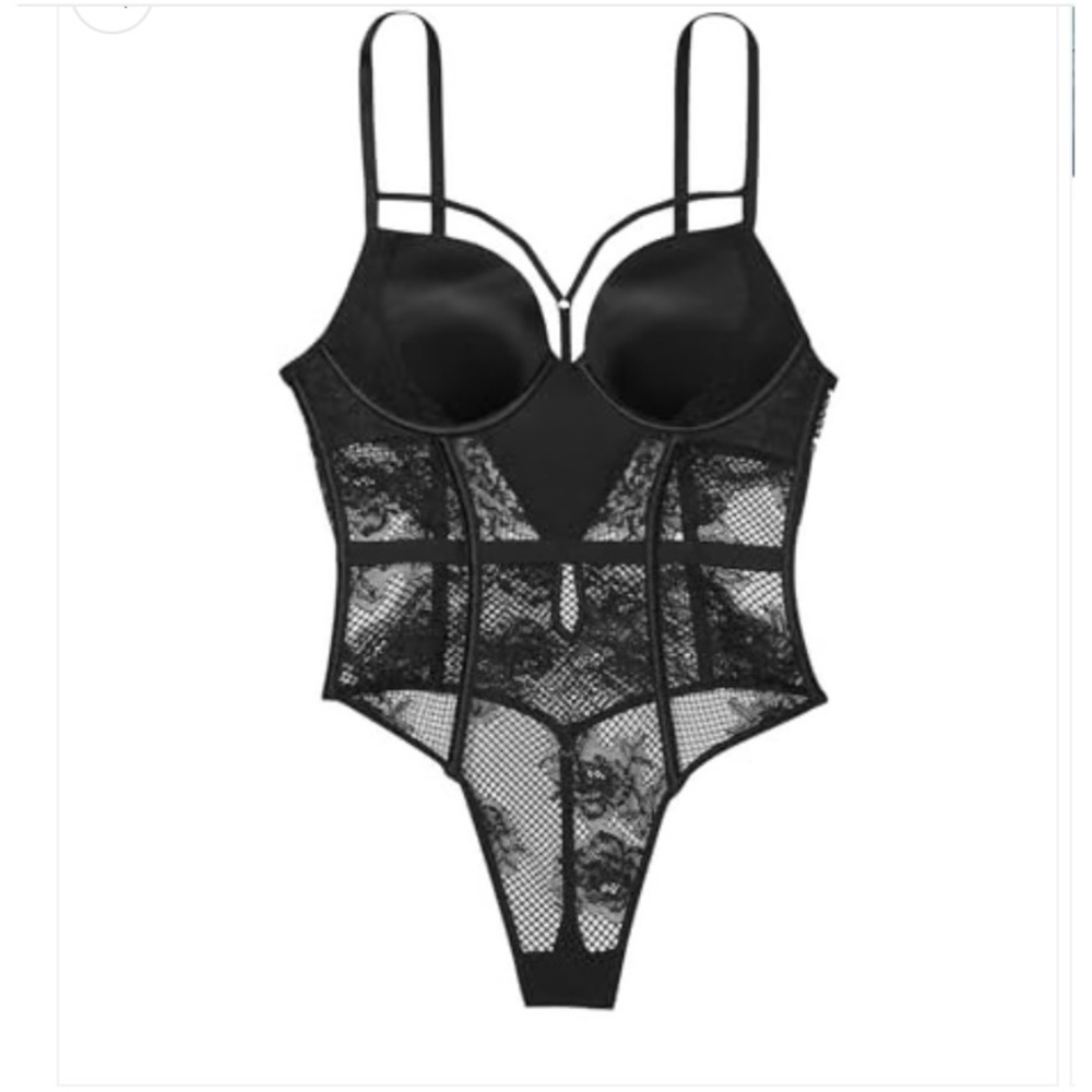 New Victoria's Secret Bombshell Lace Teddy Black corset bodysuit bustier small